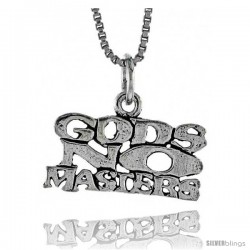 Sterling Silver GODS NOT MASTER Word Necklace, w/ 18 in Box Chain