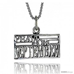 Sterling Silver PRAY FOR SEPTEMBER Word Necklace, w/ 18 in Box Chain