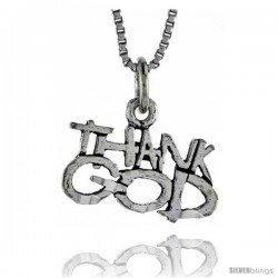 Sterling Silver THANK GOD Word Necklace, w/ 18 in Box Chain