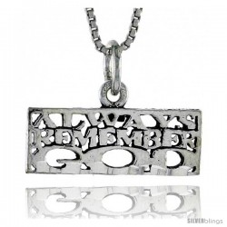 Sterling Silver ALWAYS REMEMBER GOD Word Necklace, w/ 18 in Box Chain