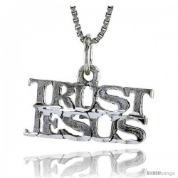 Sterling Silver TRUST JESUS Word Necklace, w/ 18 in Box Chain