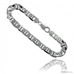 Sterling Silver Italian Flat Mariner Chain Necklaces & Bracelets 9.2mm (3/) Nickel Free