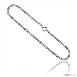 Sterling Silver Italian Flat Mariner Chain Necklaces & Bracelets 2.1mm Nickel Free