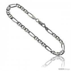 Sterling Silver Italian Figarucci Chain Necklaces & Bracelets 4.7mm Beveled Edges Nickel Free