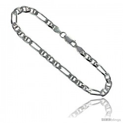 Sterling Silver Italian Figarucci Chain Necklaces & Bracelets 5.5mm Beveled Edges Nickel Free