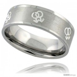 Stainless Steel Gay Symbols Ring 8mm Wedding Band