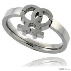Stainless Steel Lesbian Symbol Ring Cut-out 7/16 in