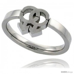 Stainless Steel Gay Symbol Ring Cut-out 7/16 in