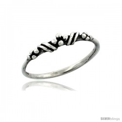 Sterling Silver Very Thin Beaded Ring, 1/8 in. (3 mm) wide