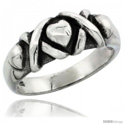 Sterling Silver XOXO Hugs & Kisses Ring, 9/32 in. (7 mm) wide