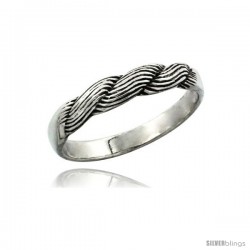 Sterling Silver Braided Ring, 1/8 in. (3.5 mm) wide