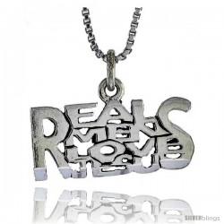 Sterling Silver REAL MEN LOVE JESUS Word Necklace, w/ 18 in Box Chain