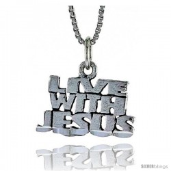 Sterling Silver LIVE WITH JESUS Word Necklace, w/ 18 in Box Chain