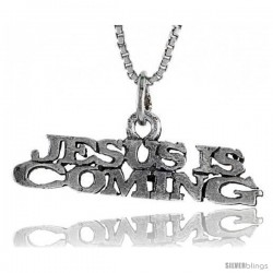 Sterling Silver JESUS IS COMING Word Necklace, w/ 18 in Box Chain