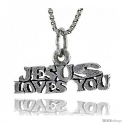 Sterling Silver JESUS FOUND YOU Word Necklace, w/ 18 in Box Chain