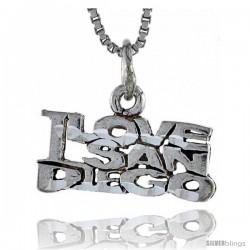 Sterling Silver I LOVE SAN DIEGO Word Necklace, w/ 18 in Box Chain