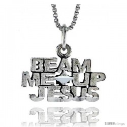 Sterling Silver BEAM ME UP JESUS Word Necklace, w/ 18 in Box Chain