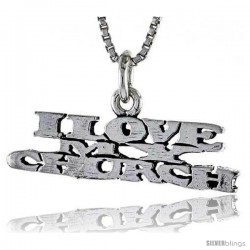 Sterling Silver I LOVE MY CHURCH Word Necklace, w/ 18 in Box Chain