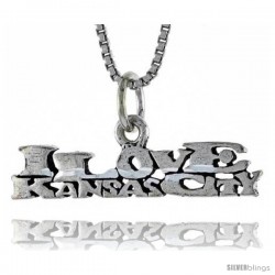 Sterling Silver I LOVE KANSAS CITY Word Necklace, w/ 18 in Box Chain