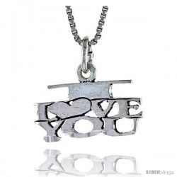 Sterling Silver I LOVE YOU Word Necklace, w/ 18 in Box Chain