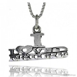 Sterling Silver I LOVE NATURE Word Necklace, w/ 18 in Box Chain
