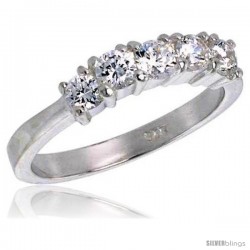 Sterling Silver 1.25 Carat Size Brilliant Cut Cubic Zirconia Bridal Ring, 1/8 in (3.5 mm) wide