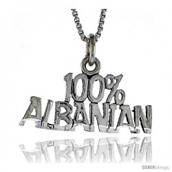 Sterling Silver 100 Percent ALBANIAN Word Necklace, w/ 18 in Box Chain