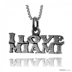 Sterling Silver I LOVE MIAMI Word Necklace, w/ 18 in Box Chain