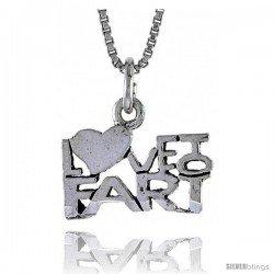 Sterling Silver LOVE TO FART Word Necklace, w/ 18 in Box Chain