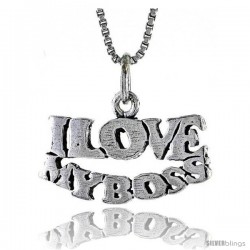 Sterling Silver I LOVE MY BOSS Word Necklace, w/ 18 in Box Chain