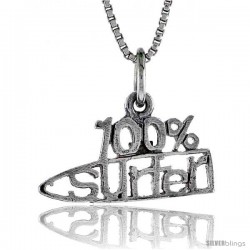 Sterling Silver 100 Percent SURFER Word Necklace, w/ 18 in Box Chain