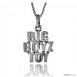 Sterling Silver BIG BOYZ TOY Word Necklace, w/ 18 in Box Chain