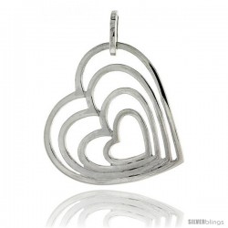 Sterling Silver Graduated Hearts Pendant, 13/16" (21 mm)