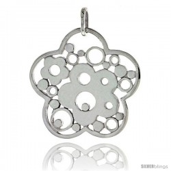 Sterling Silver Flower Pendant, 1 3/16" (30 mm)