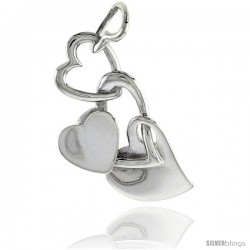 Sterling Silver Heart Pendant, 1 7/16" (36 mm)