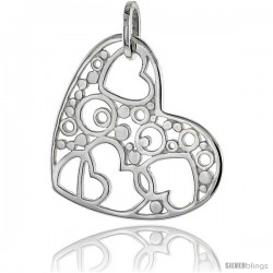 Sterling Silver Heart Pendant, 1" (25 mm)