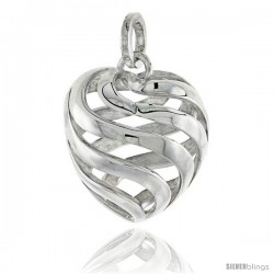 Sterling Silver Heart Pendant, 3/4" (20 mm)