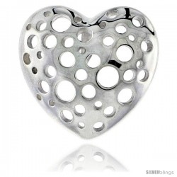 Sterling Silver Heart Pendant, 13/16" (21 mm)