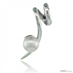 Sterling Silver Swirl Pearl Pendant Slide 1 3/16 in. (30 mm), High Polished Finish