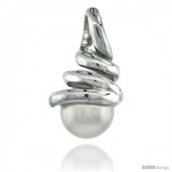 Sterling Silver Twisted Cone Pearl Pendant 1/2 in. (12 mm), High Polished Finish