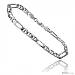 Sterling Silver Italian Figarucci Chain Necklaces & Bracelets 6.6mm Beveled Edges Nickel Free