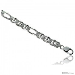 Sterling Silver Italian Figarucci Chain Necklaces & Bracelets 10.7mm Heavy weight Beveled Edges Nickel Free