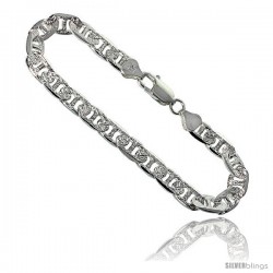 Sterling Silver Italian Flat Mariner Chain Necklaces & Bracelets Diamond Cut Nickel Free 8mm Nickel Free