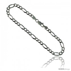 Sterling Silver Italian Figaro Chain Necklaces & Bracelets 4.5mm Beveled Edges Nickel Free