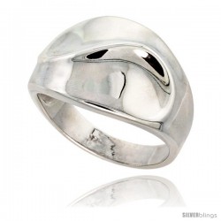 Sterling Silver Cigar Band Ring w/ Swirl Flawless finish 5/8 in wide