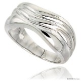 Sterling Silver Wavy Band Ring Flawless finish 3/8 in wide
