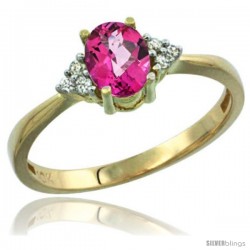 10k Yellow Gold Ladies Natural Pink Topaz Ring oval 7x5 Stone