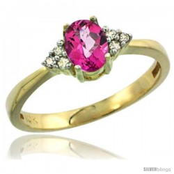 10k Yellow Gold Ladies Natural Pink Topaz Ring oval 6x4 Stone