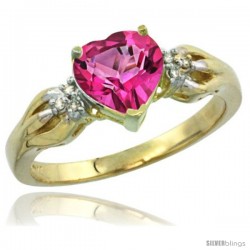 10k Yellow Gold Ladies Natural Pink Topaz Ring Heart 1.5 ct. 7x7 Stone