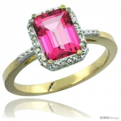 10k Yellow Gold Ladies Natural Pink Topaz Ring Emerald-shape 8x6 Stone